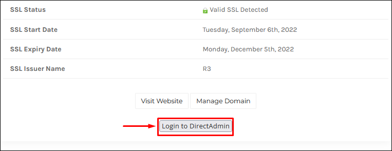 login panel directadmin melalui client area hostdata