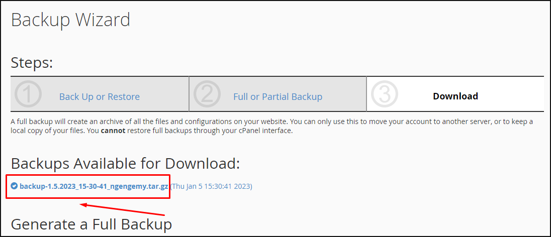 cara download file backup di cpanel hosting