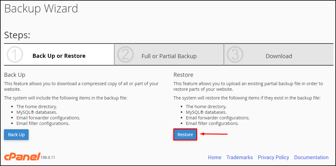 cara restore file backup di hosting cpanel