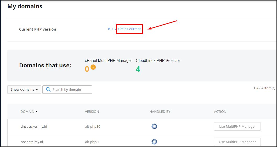 cara ubah versi php pada hosting cpanel cloudlinux