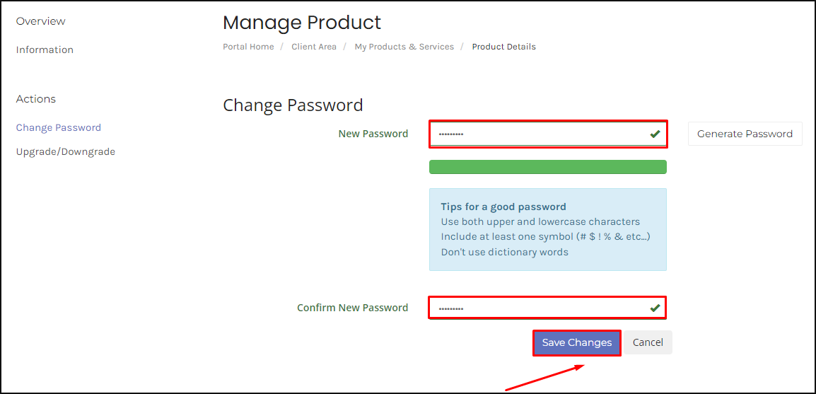 merubah password login panel directadmin