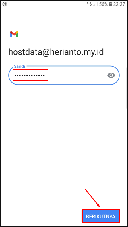 cara login akun email hosting di perangkat android