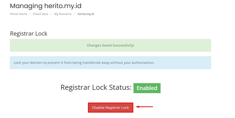 Cara Disable Registrar Lock Dari Client Area